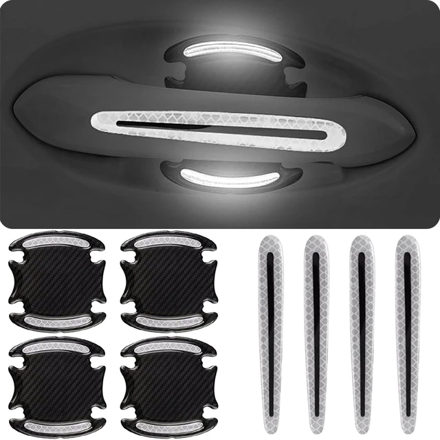 Main image of 8Pcs Car Door Handle Protector Reflective Sticker,3D Carbon Fiber Universal Door Handle Scratch Protector Cover,Self-Adhesive & Non-Marking,Paint Guard Protective Films (White)