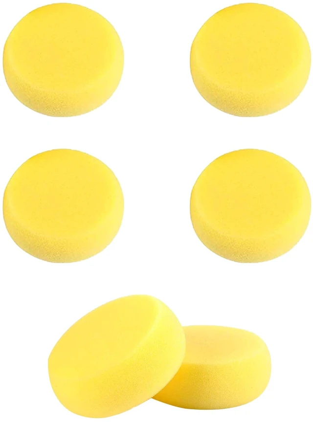 Main image of 6 Pcs Round Painting Sponge 2.96 Inch Craft Clay Yellow