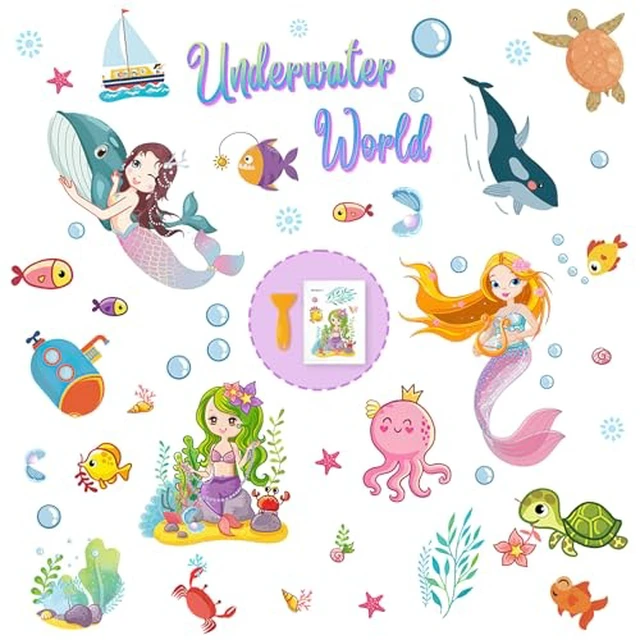 Alt view image 5 of 5 - Non Slip Bathtub Stickers, 6 Pages Sea Organism Ocean Fish Adhesive Kids Anti Slip Decal Threads for Shower Floor and Bath Tub Decals with Premium Scraper