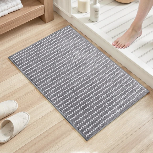 Main image of Ultra Absorbent Bathroom Rugs,20x32 Soft and Plush Polka Dot Bath Mats for Bathroom Non-Slip TPR Backing Bath Mat Machine Washable Grey Bath Rugs for Floor, Shower, Tub and Laundry