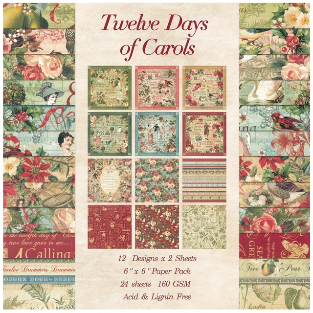 Main image of Scrapbook Paper, 24 Sheets 6"×6" 160gsm Single-Sided Patterned Cardstock