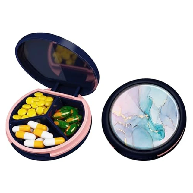 Alt view image 5 of 7 - Small Pill Case for Purse, Mini Travel Pill Organizer