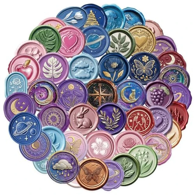 Alt view image 2 of 6 - 50 Pcs Clear PET Wax Seal Aesthetic Stickers for Scrapbooking Journaling Junk Journal Scrapbook Supplies - Waterproof Transparent for Resin Crafts Decorative (Wax Seals)