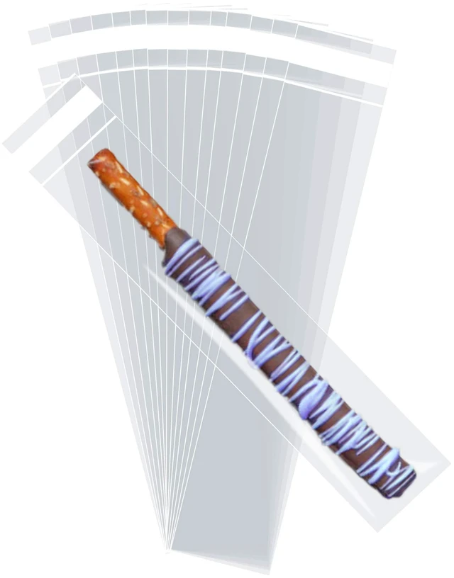 Main image of Clear Self Sealing Cellophane Bags 2" x 10" Cookie Bags 100 Pack for Bakery, Cookies, Pretzel, Gifts and Treats (2"x10")