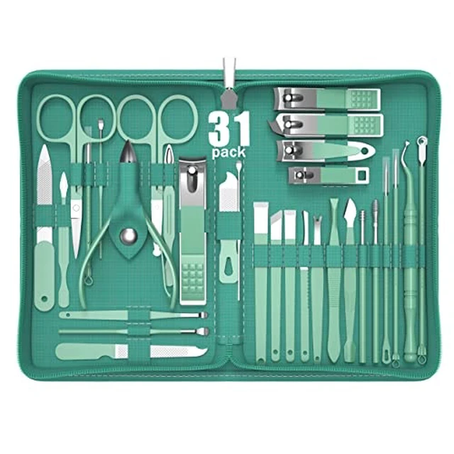 Alt view image 3 of 4 - Manicure and Pedicure Kit, 12-Piece Premium Grooming Set with Nail Clippers, Facial Care Tools, and Luxurious Travel Case for Men and Women