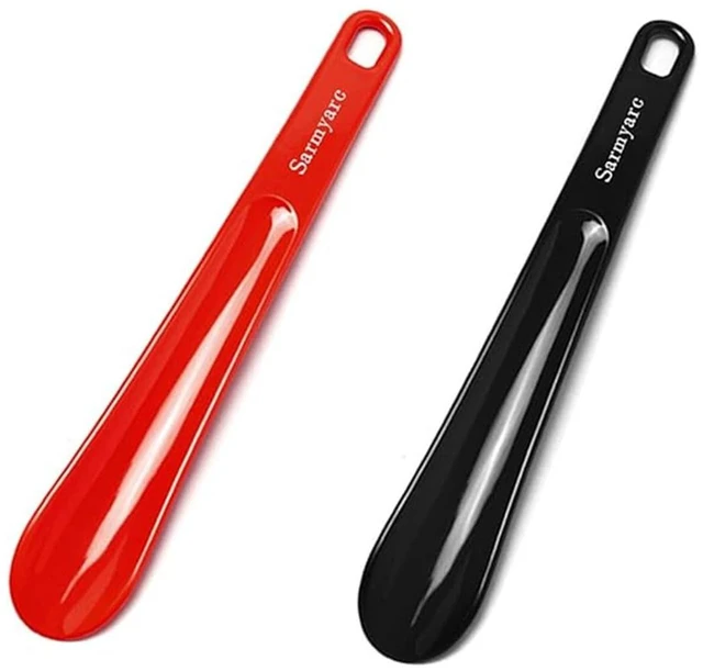 Main image of Plastic Shoe Horn,2pcs Travel Shoe Horns for Men, Women, Seniors& Kids - Shoe spoon - Shoe helper - Boot Shoehorn 10.3''(Red/Black)