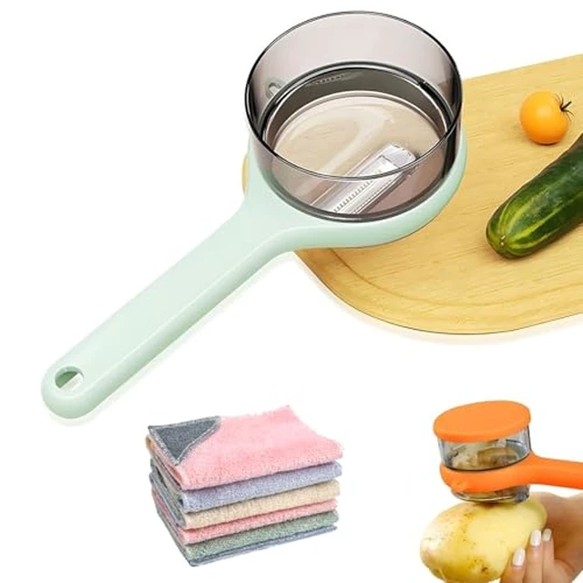 Alt view image 3 of 3 - Double-Sided Stainless Steel Peeling Knife With Storage Box (Orange) | Vegetable Fruit Peeler Container, Vegetable Peelers for Home Kitchen, Double-Sided Stainless Steel Multi-Function Peeler