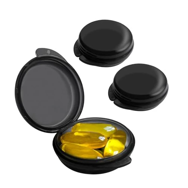 Alt view image 2 of 7 - Small Pill Box (3 Pack), Daily Mini Pill Organizer Portable for Purse Pocket,Travel Pill Case Medicine Storage Container Earplug Case (Blcak