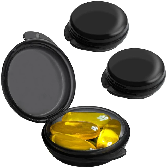 Main image of Small Pill Box (3 Pack), Daily Mini Pill Organizer Portable for Purse Pocket,Travel Pill Case Medicine Storage Container Earplug Case (Blcak