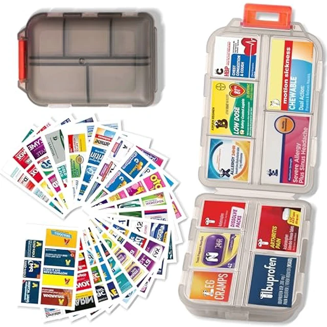 Alt view image 5 of 7 - Pill Organizer with 161 Medicine Labels, Daily Travel Pill Case (Pink)