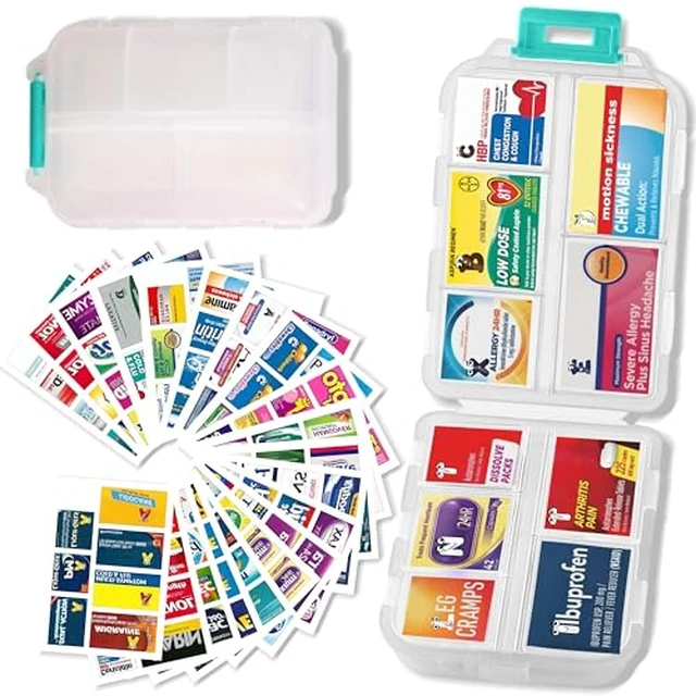 Alt view image 7 of 7 - Pill Organizer with 161 Medicine Labels, Daily Travel Pill Case (Pink)