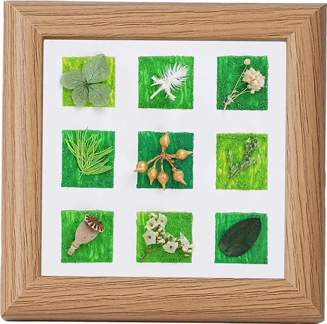 Main image of Shadow Box Frame 4.7x4.7'' Botanical Wall Art With Grids Of 9 Dried Flowers In Wood Frame for Bathroom, Kitchen, or Living Room Decor Nature Botanical Artwork, Elegant Home Wall Art Collecti