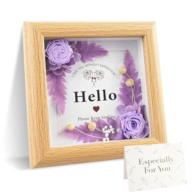 Alt view image 3 of 6 - Shadow Box Frame 4.7x4.7'' Botanical Wall Art With Grids Of 9 Dried Flowers In Wood Frame for Bathroom, Kitchen, or Living Room Decor Nature Botanical Artwork, Elegant Home Wall Art Collecti