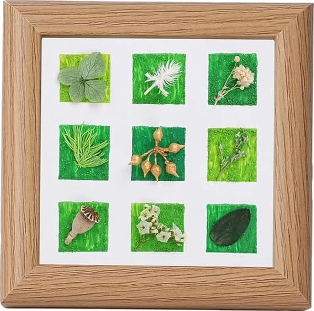 Alt view image 2 of 6 - Shadow Box Frame 4.7x4.7'' Botanical Wall Art With Grids Of 9 Dried Flowers In Wood Frame for Bathroom, Kitchen, or Living Room Decor Nature Botanical Artwork, Elegant Home Wall Art Collecti