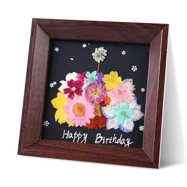 Alt view image 5 of 6 - Shadow Box Frame 4.7x4.7'' Botanical Wall Art With Grids Of 9 Dried Flowers In Wood Frame for Bathroom, Kitchen, or Living Room Decor Nature Botanical Artwork, Elegant Home Wall Art Collecti