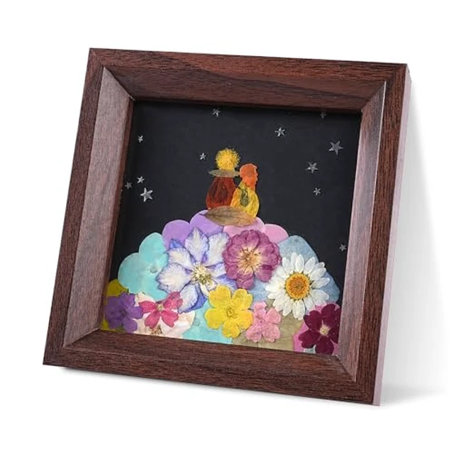 Alt view image 6 of 6 - Shadow Box Frame 4.7x4.7'' Botanical Wall Art With Grids Of 9 Dried Flowers In Wood Frame for Bathroom, Kitchen, or Living Room Decor Nature Botanical Artwork, Elegant Home Wall Art Collecti