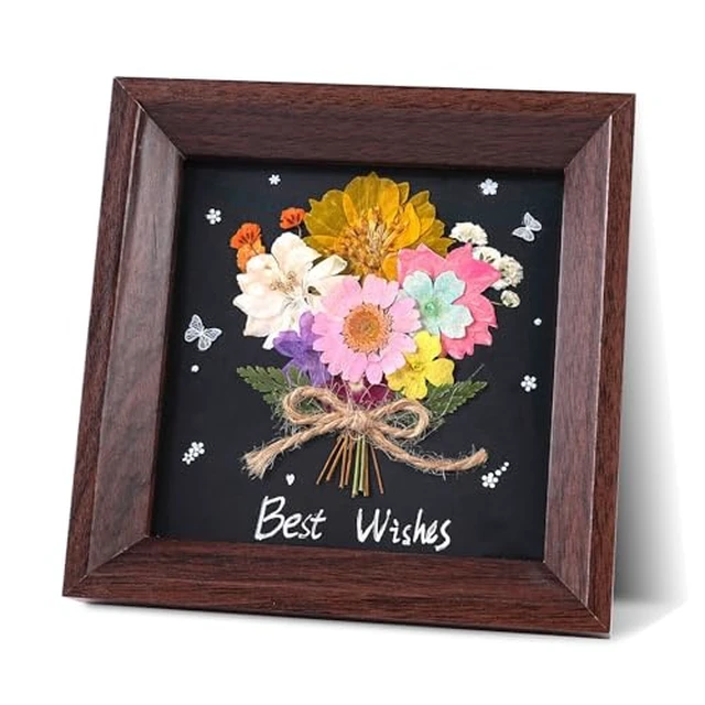 Alt view image 4 of 6 - Shadow Box Frame 4.7x4.7'' Botanical Wall Art With Grids Of 9 Dried Flowers In Wood Frame for Bathroom, Kitchen, or Living Room Decor Nature Botanical Artwork, Elegant Home Wall Art Collecti