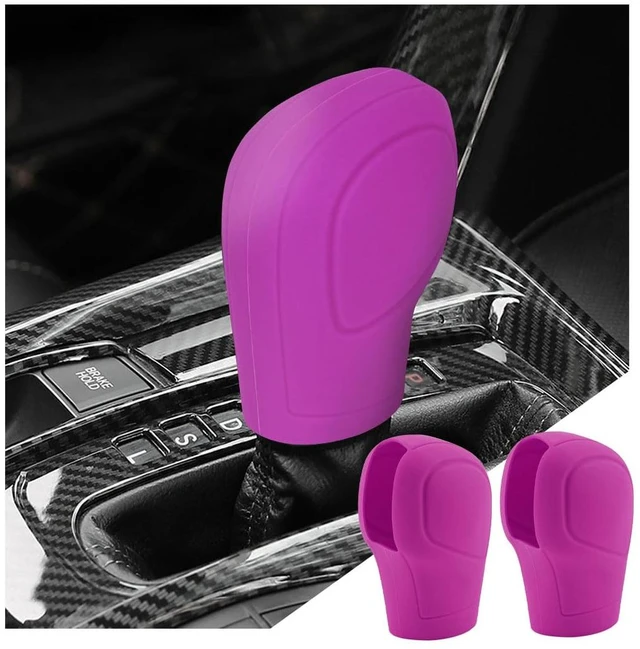 Main image of 2 Pack 3.14 x 2.2 Inch Silicone Shift Knob Covers, Rose Red