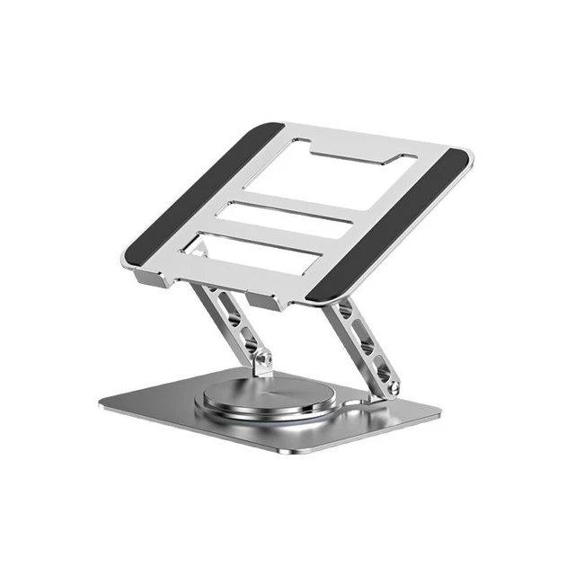 Alt view image 5 of 5 - Adjustable Carbon Steel Laptop Stand, 360° Rotating Foldable Ergonomic Riser, Silver Standard Upgraded