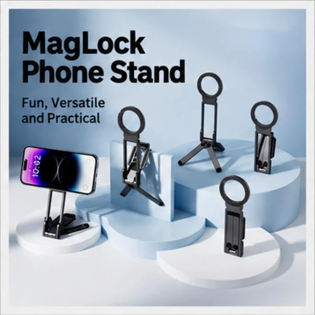 Alt view image 4 of 5 - Aluminum Carabiner Magnetic Phone Tripod, Silver