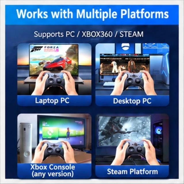 Alt view image 5 of 7 - Wired USB Game Controller for Windows PC, Black, Plug and Play