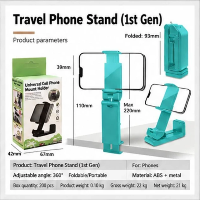 Main image of R1 First-Generation ABS Travel Phone Stand, Green
