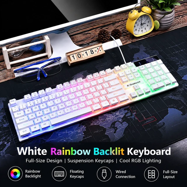 Main image of Viper KM320 Wired Keyboard and Mouse Combo, Floating Keycaps, U+U Connection, Orange Backlit Crack Light Gaming Keyboard & Mouse Set White glow