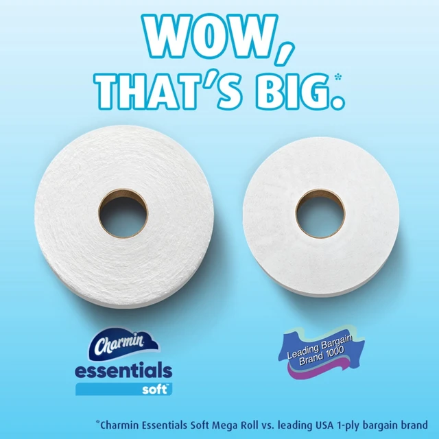 Alt view image 2 of 6 - Charmin Essentials Soft Toilet Paper 6 Mega Rolls, 330 Sheets Per Roll