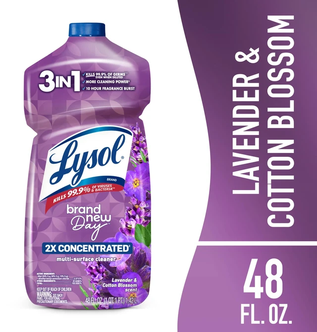 Main image of Lysol All Purpose Cleaner, 2X Concentrated Multi-Surface Disinfectant Floor Cleaner for Mopping Solution, for Bathroom & Kitchen, Lavender & Cotton Blossom, 48 fl oz