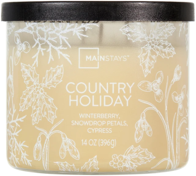 Main image of Mainstays 3-Wick Ombre Wrapped Country Holiday Scented Jar Candle, 14 oz