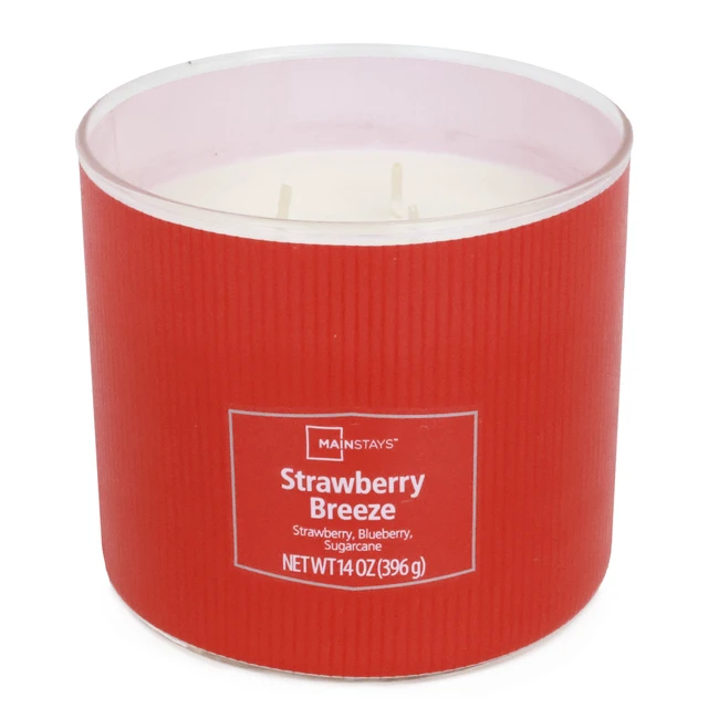 Alt view image 6 of 6 - Mainstays Textured Wrap Strawberry Breeze 3-Wick Candle, 14 oz