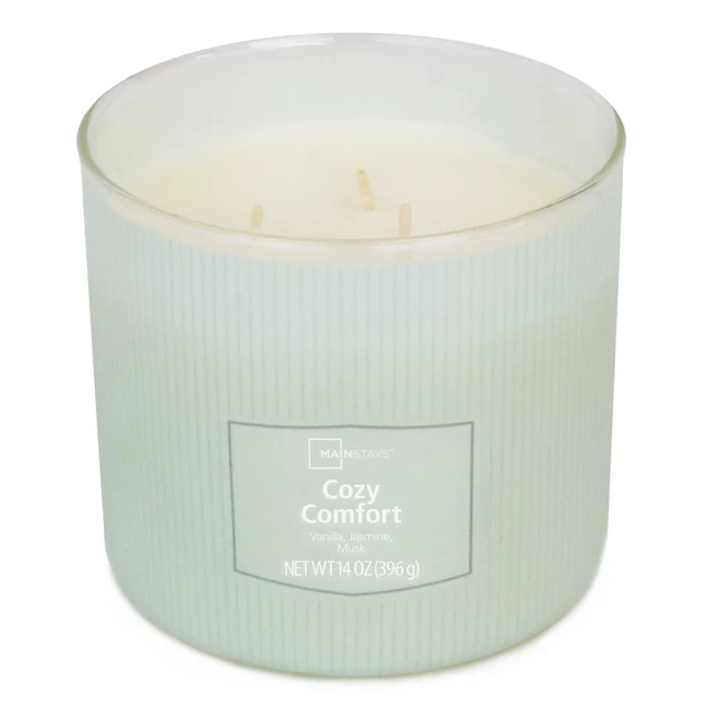 Alt view image 2 of 6 - Mainstays Cozy Comfort 3-Wick Textured Wrapped Scented Candle, 14 oz