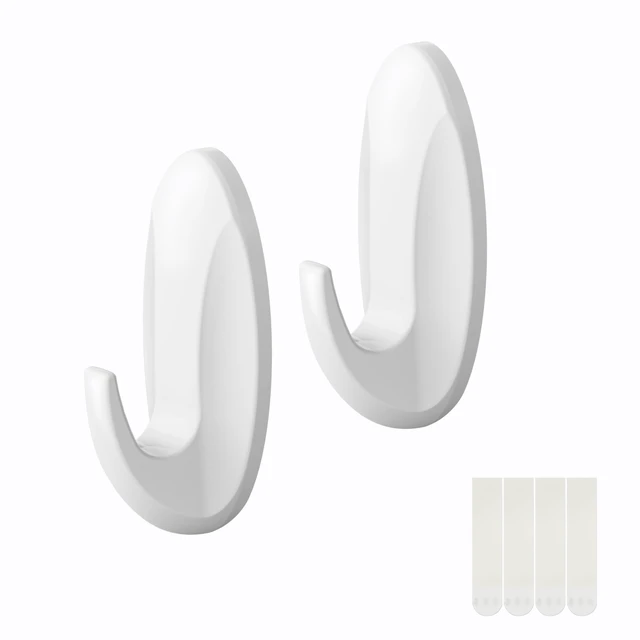 Alt view image 2 of 5 - Pen+Gear Heavy-Duty Plastic Adhesive Large Wall Hooks, Damage Free, White, 2 Count