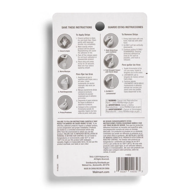 Alt view image 2 of 5 - Hyper Tough Large Removable Adhesive Strips, Hanging Strips for Hanging Small Pictures, 5 lbs Capacity, White, 12 Pairs