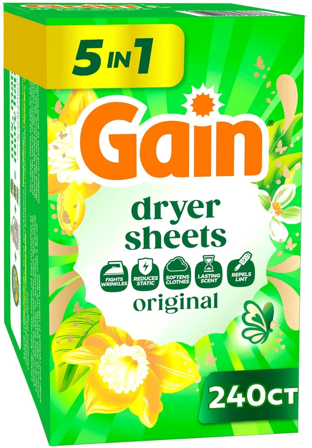 Main image of Gain Dryer Sheets, Anti-Static + Fresh, Original Scent, 240 Loads