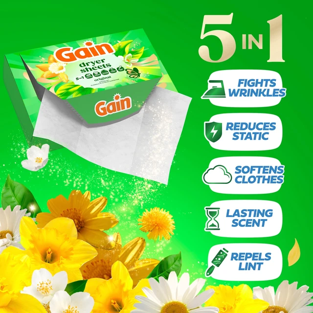 Alt view image 4 of 5 - Gain Dryer Sheets, Anti-Static + Fresh, Original Scent, 240 Loads