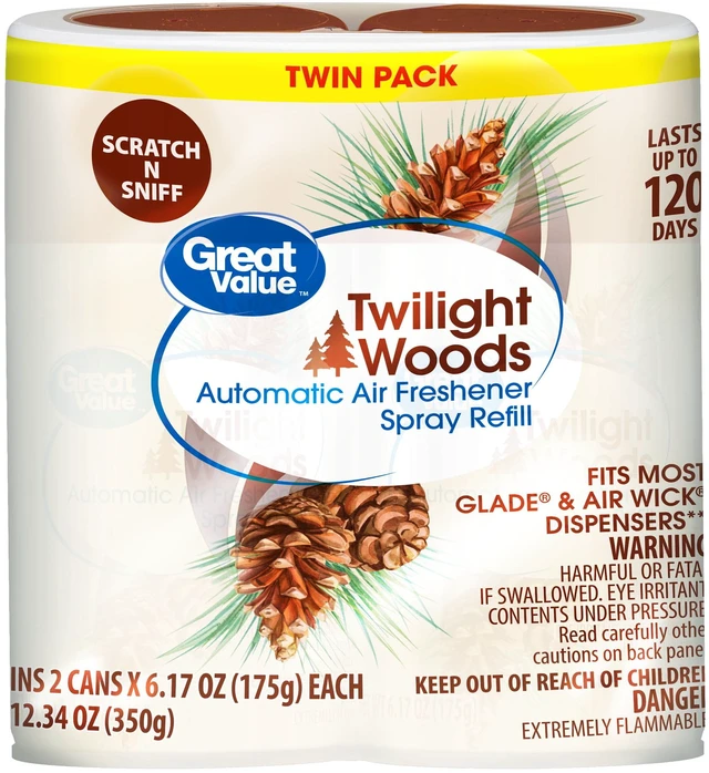 Main image of Great Value Automatic Air Freshener Spray Refill, Twilight Woods, 2 Pieces