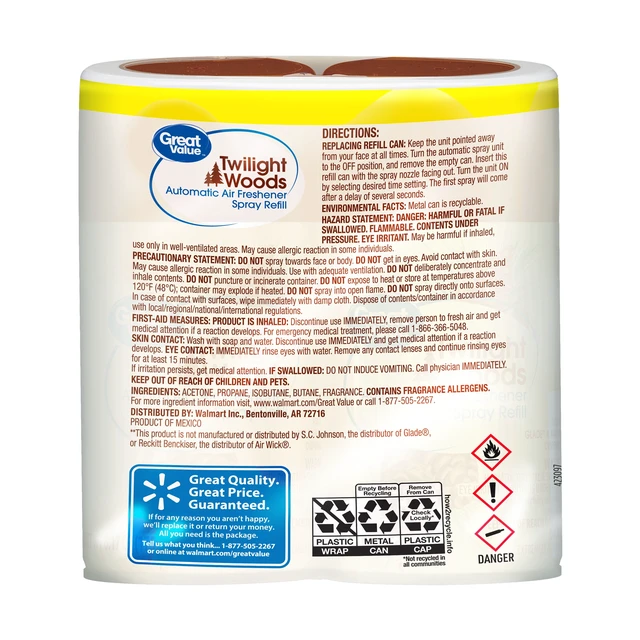 Alt view image 6 of 6 - Great Value Automatic Air Freshener Spray Refill, Twilight Woods, 2 Pieces