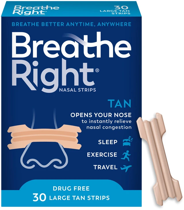 Main image of Breathe Right Original Nasal Strips, Tan Nasal Strips, Large, 30 Count