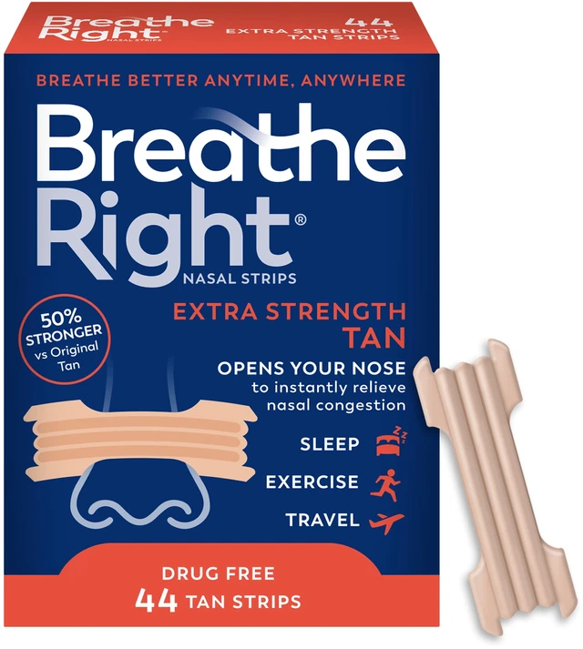 Main image of Breathe Right Nasal Strips, Tan Nasal Strips, Extra Strength, 44 Count