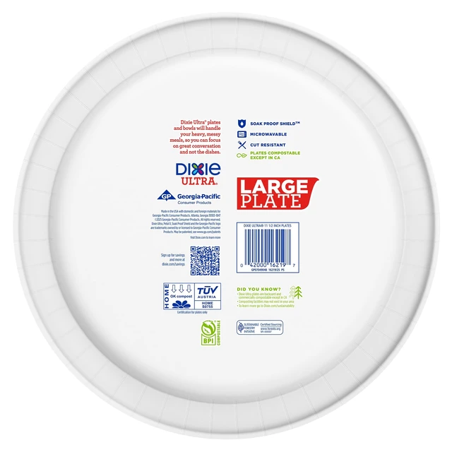 Alt view image 3 of 6 - Dixie Ultra Large Plate Disposable Paper Plates, 11.5", Multi-Color, 25 Count