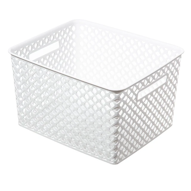 Alt view image 2 of 5 - Mainstays Large White Decorative Plastic Storage Basket, 14.7 in x 12 in x 8.5 in