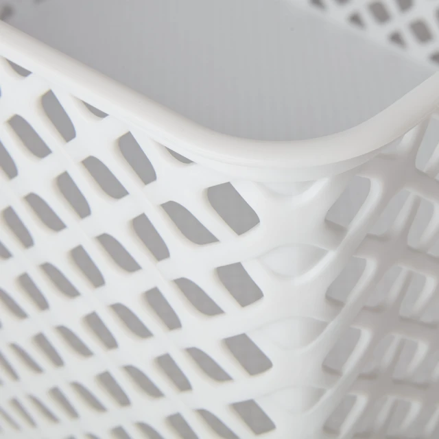 Alt view image 4 of 5 - Mainstays Large White Decorative Plastic Storage Basket, 14.7 in x 12 in x 8.5 in