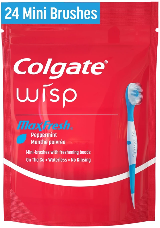 Main image of Colgate Max Fresh Wisp Disposable Travel Toothbrushes, Mini Toothbrush, Peppermint, 24 Count