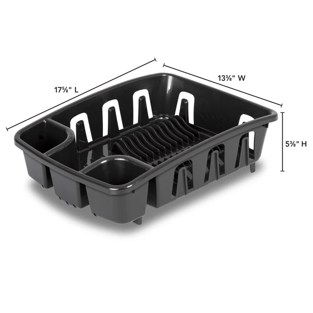 Alt view image 6 of 6 - Sterilite DrainRack, Dishrack and Drainboard All-in-One, Inclined Base for Draining, Black