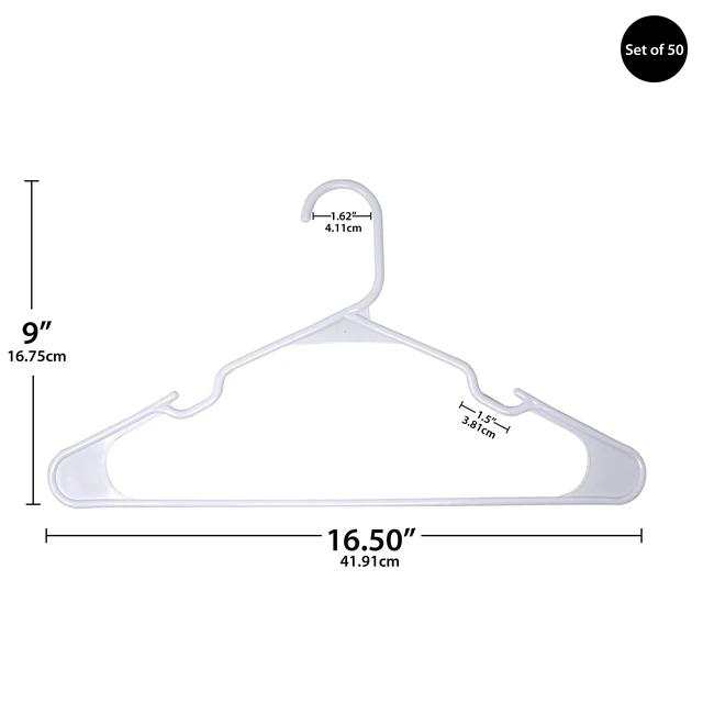 Alt view image 2 of 5 - Mainstays Plastic Clothes Hangers, White, 50-Count, Everyday Use