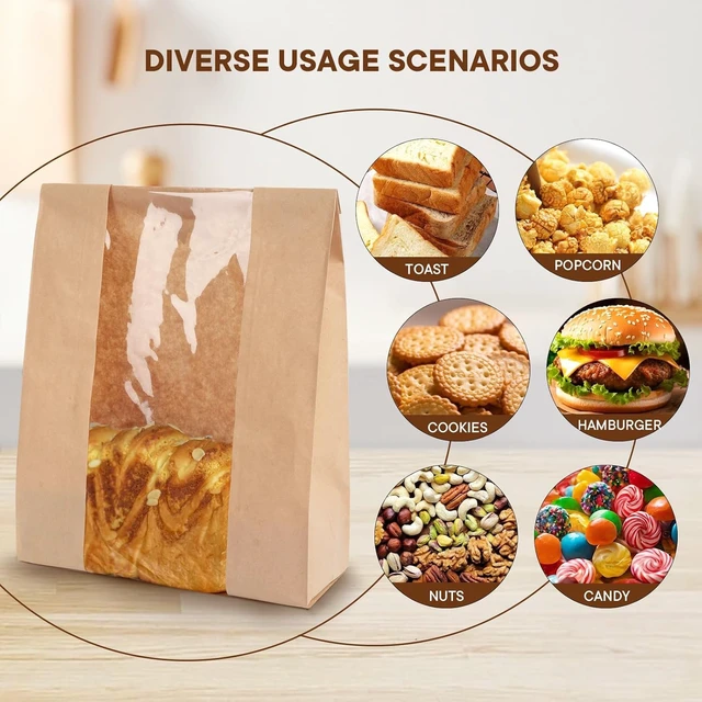 Alt view image 4 of 6 - 30 pack bread paper bags with window, including 30 homemade bread storage label seal stickers (13.7x8.3x3.5 inches)