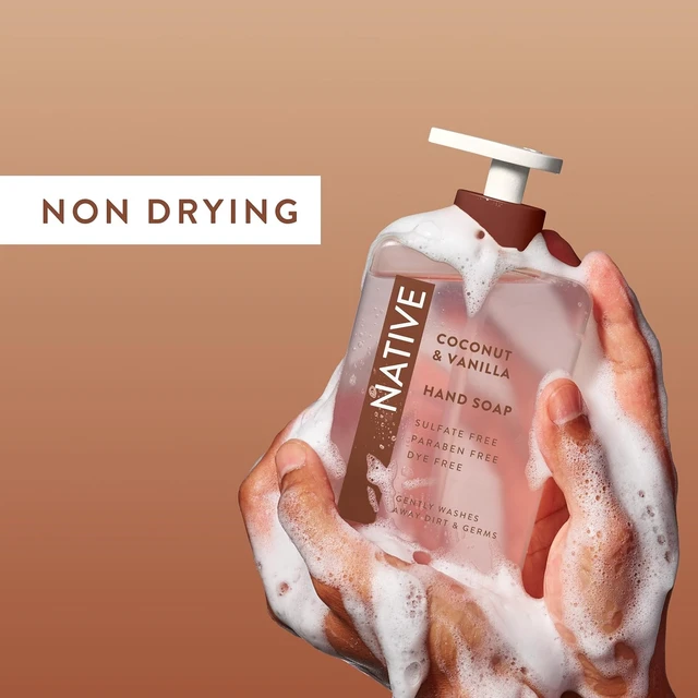Alt view image 5 of 6 - Native Liquid Hand Soap, Coconut & Vanilla Scent, Non-Drying Formula for Soft, Smooth Hands, Made with Plant-Based Cleansers, Sulfate & Paraben Free, 13 oz Bottle
