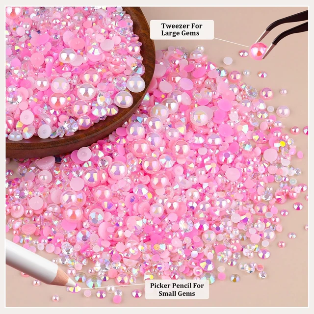 Alt view image 3 of 6 - 14000PCS Flatback Pearls and Pink Rhinestones for Bedazzling Kit