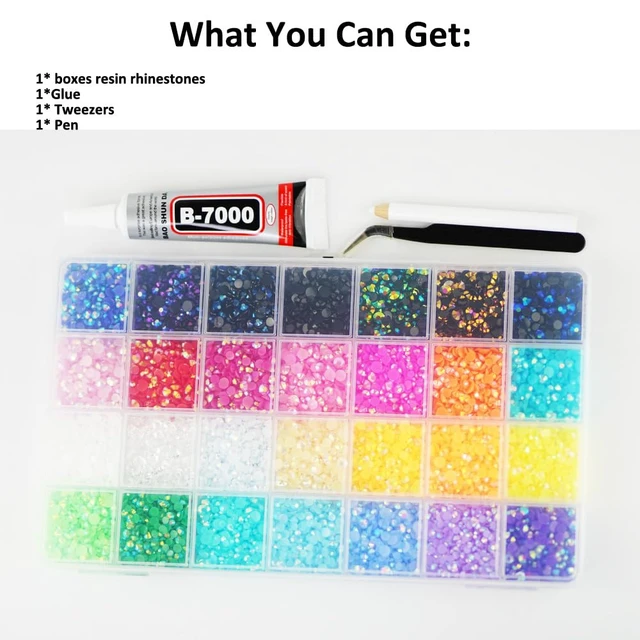 Alt view image 3 of 7 - 28 Colors Mixed 3mm 4mm 5mm Bedazzling Rhinestones Kit with B7000 and Tool